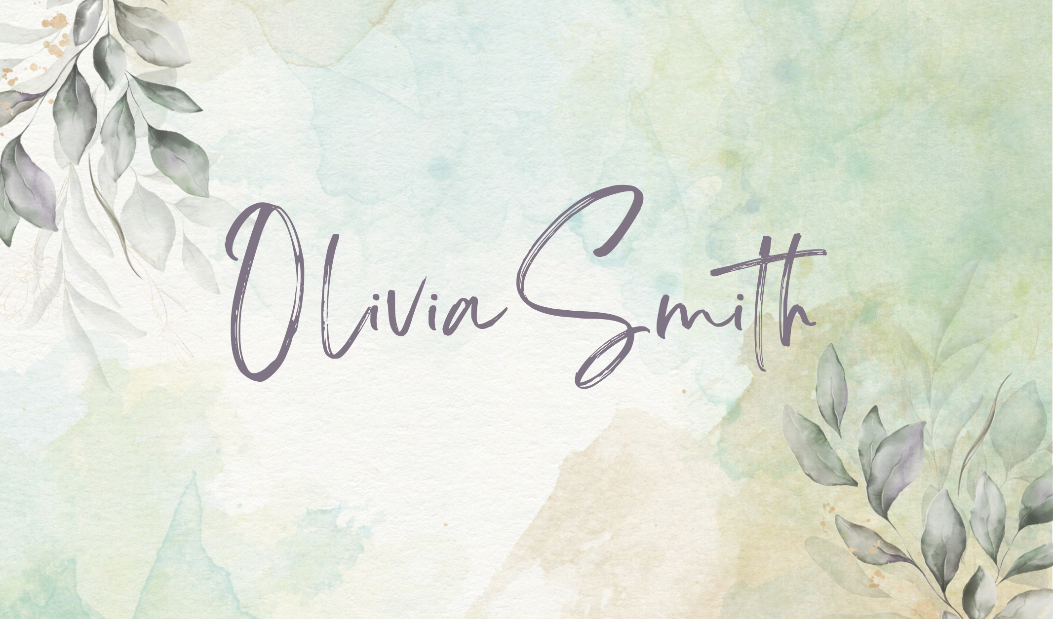 Light Green Water Color with Flower Business Card